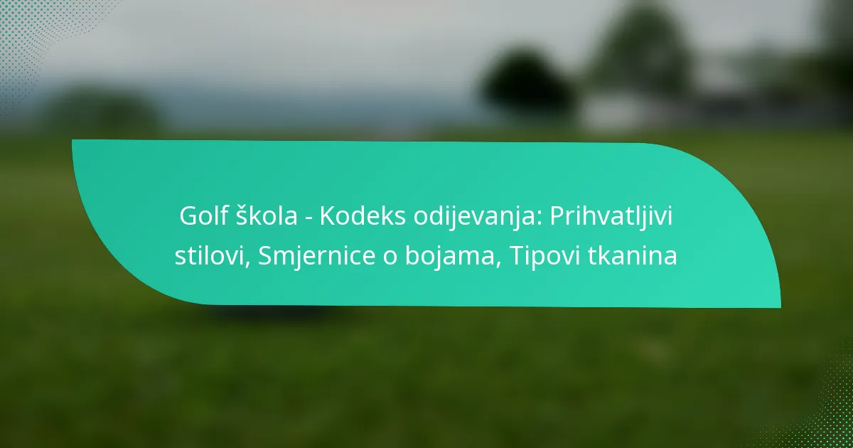 Golf škola – Kodeks odijevanja: Prihvatljivi stilovi, Smjernice o bojama, Tipovi tkanina
