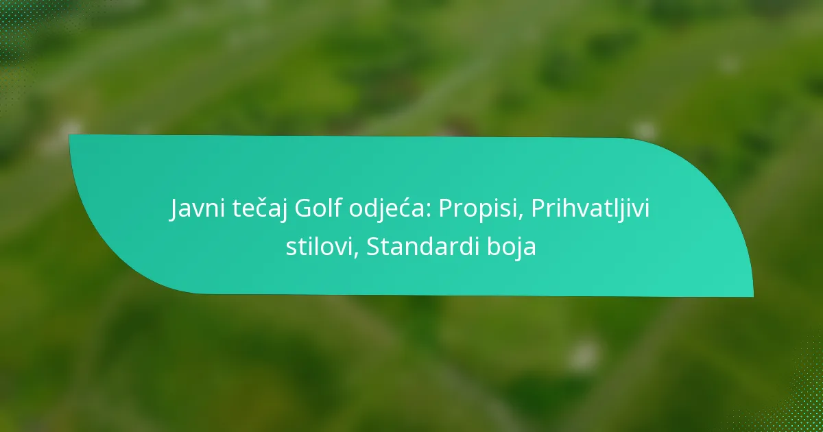 Javni tečaj Golf odjeća: Propisi, Prihvatljivi stilovi, Standardi boja