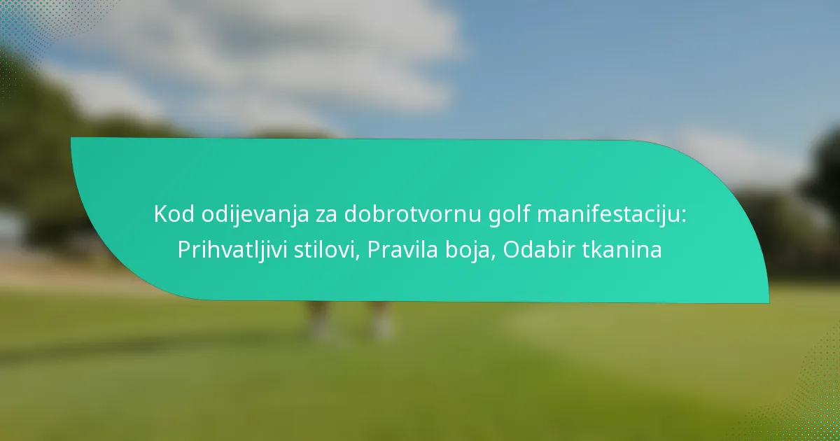 Kod odijevanja za dobrotvornu golf manifestaciju: Prihvatljivi stilovi, Pravila boja, Odabir tkanina