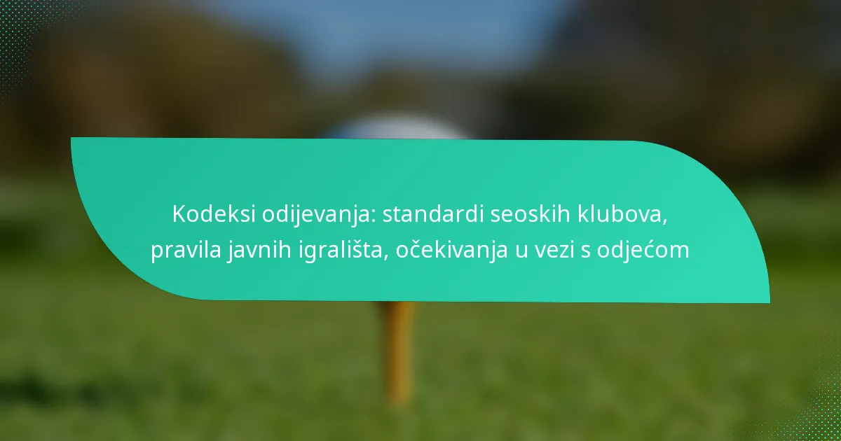 Kodeksi odijevanja: standardi seoskih klubova, pravila javnih igrališta, očekivanja u vezi s odjećom