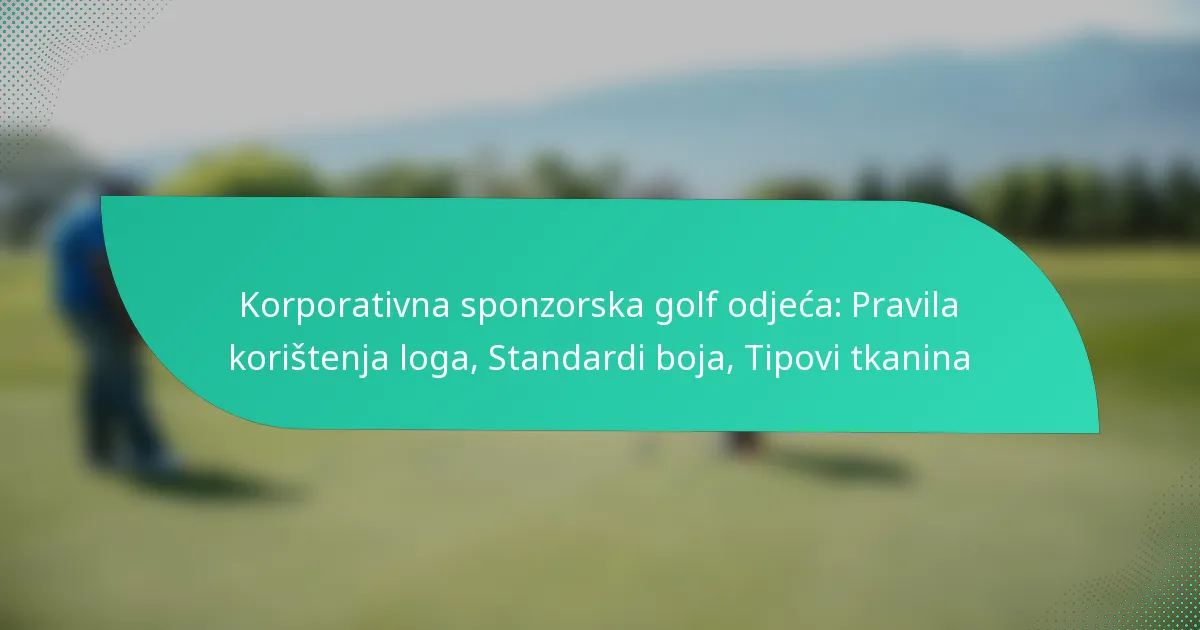 Korporativna sponzorska golf odjeća: Pravila korištenja loga, Standardi boja, Tipovi tkanina
