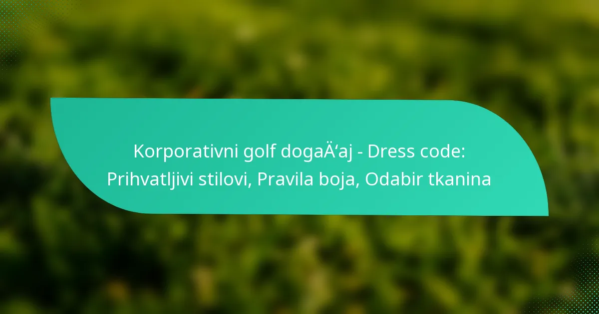 Korporativni golf događaj – Dress code: Prihvatljivi stilovi, Pravila boja, Odabir tkanina