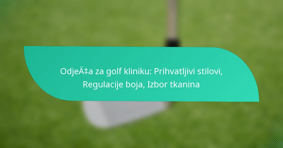 Odjeća za golf kliniku: Prihvatljivi stilovi, Regulacije boja, Izbor tkanina