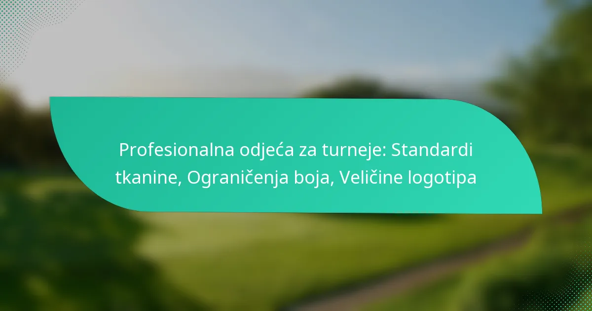 Profesionalna odjeća za turneje: Standardi tkanine, Ograničenja boja, Veličine logotipa